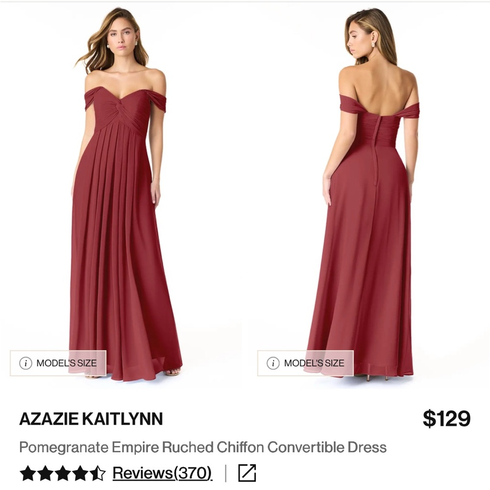 Azazie Kaitlynn Pomegranate Empire Ruched Convertible Chiffon Maxi Dress
